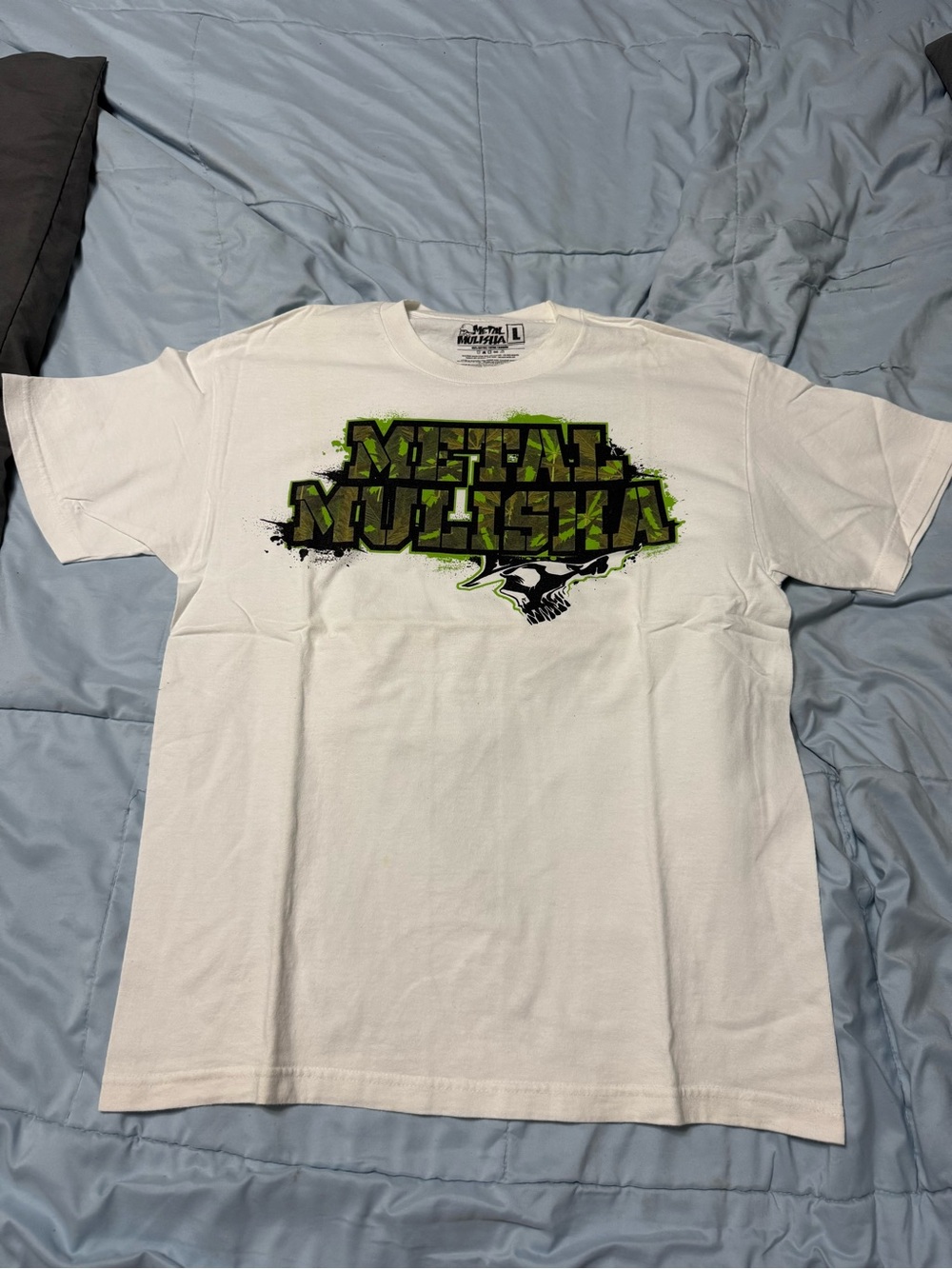 Metal Mulisha White Short Sleeve Tee with Green Graphic
